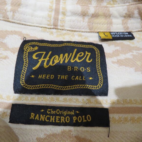 HOWLER BROS. Ranchero Polo Shirt Taki Jacquard Brown Rice Western Pearl Snap - Picture 15 of 16